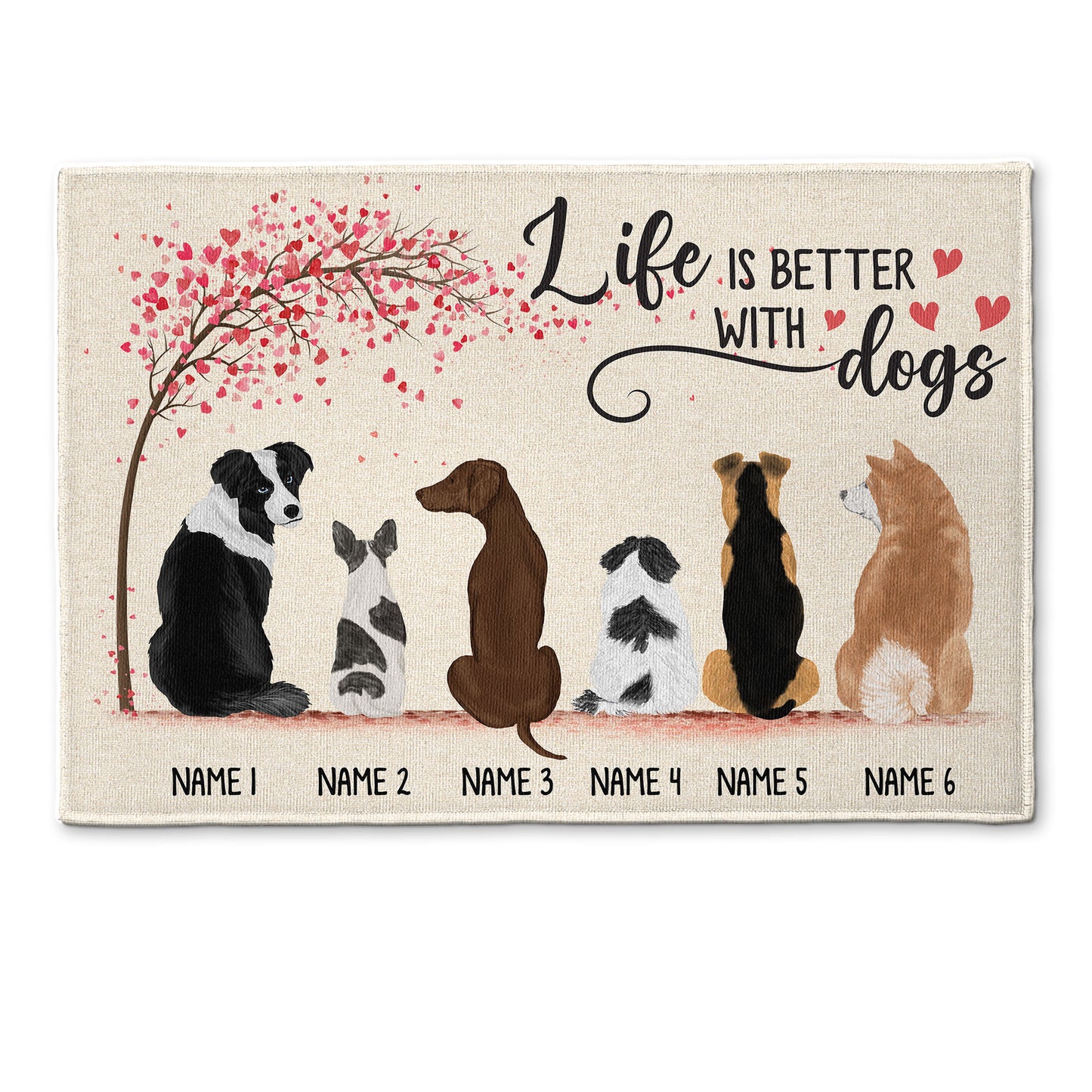 Life Is Better With Dogs - Personalized Doormat - Gift For Dog Lovers, Home Decor - Dog Back