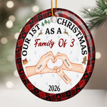First Christmas As A Family Of Three - Personalized Ceramic Ornament