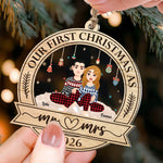 First Christmas As Mr & Mrs - Personalized Acrylic And Wood Ornament