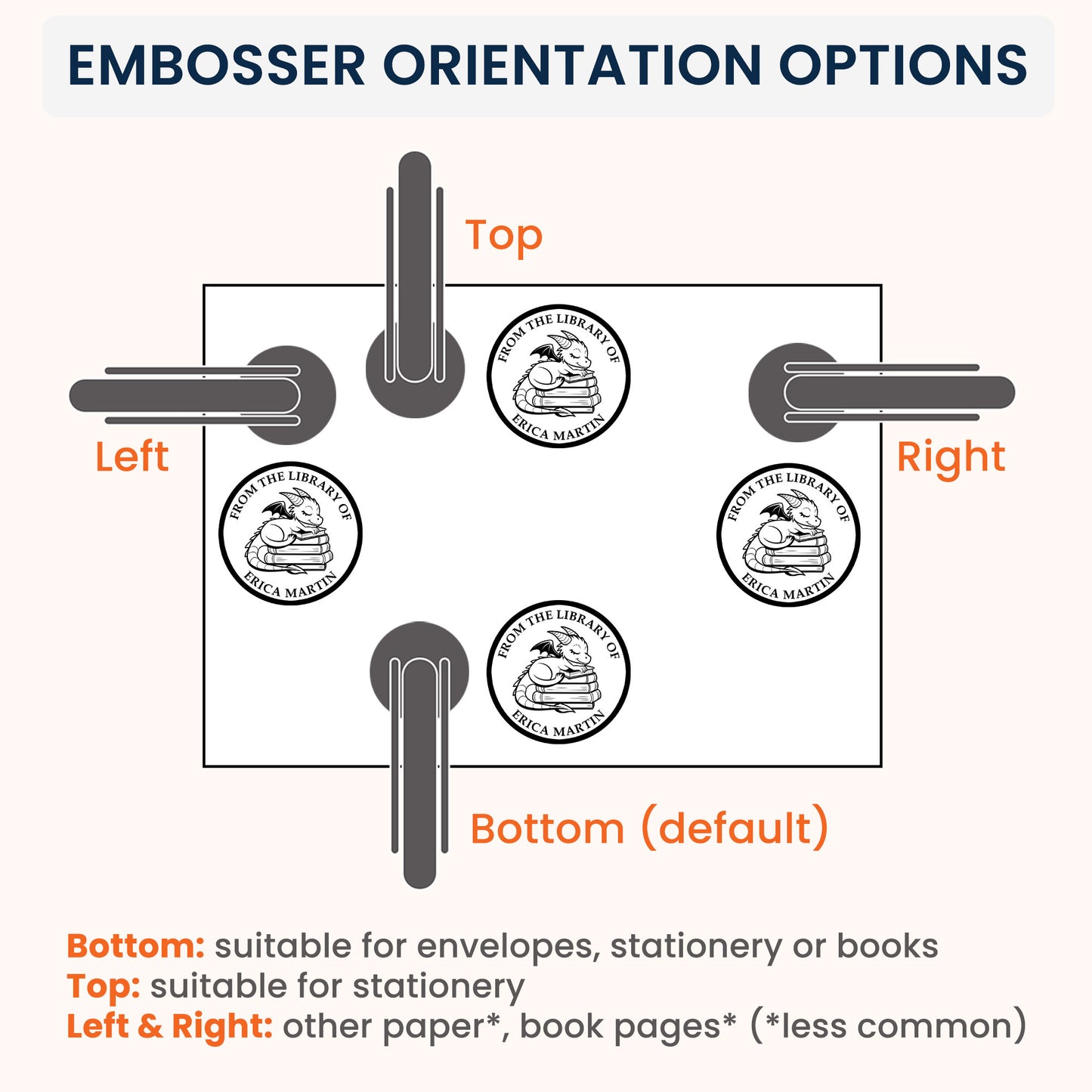 From The Library - Personalized Book Embosser Stamp
