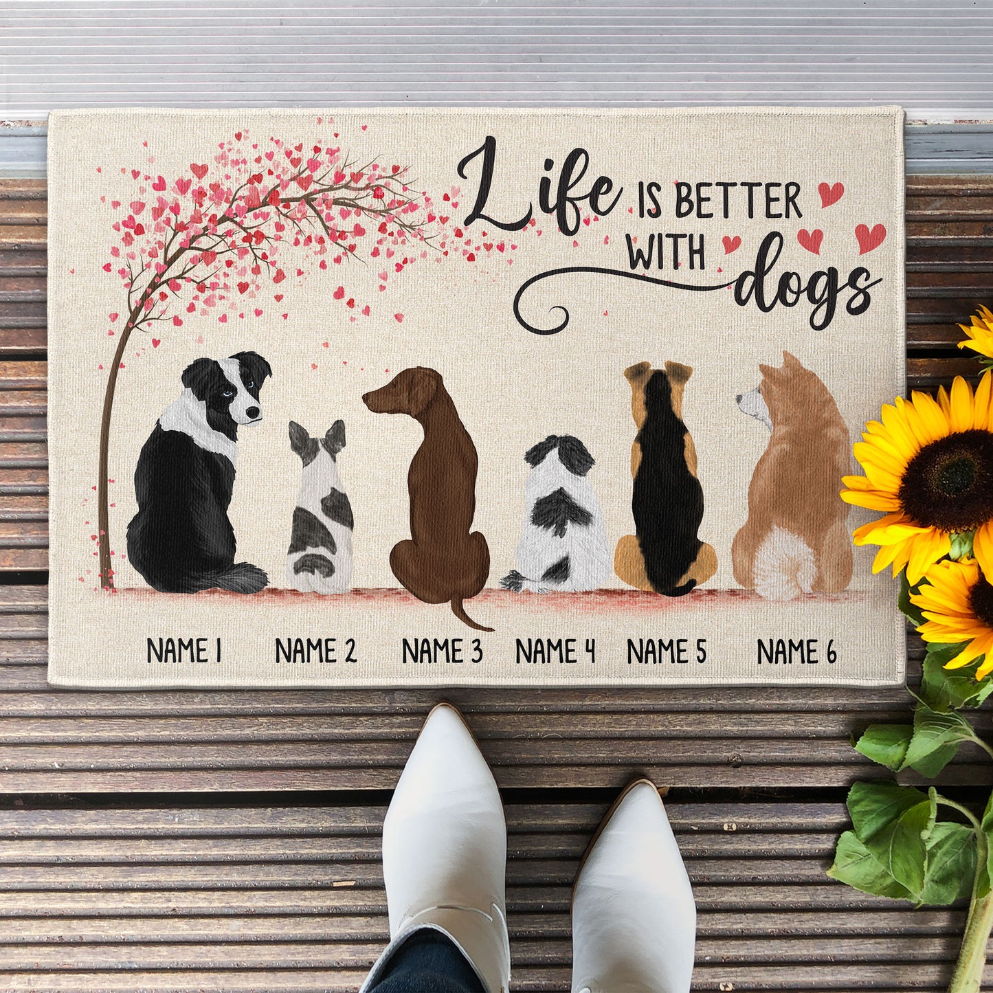Life Is Better With Dogs - Personalized Doormat - Gift For Dog Lovers, Home Decor - Dog Back