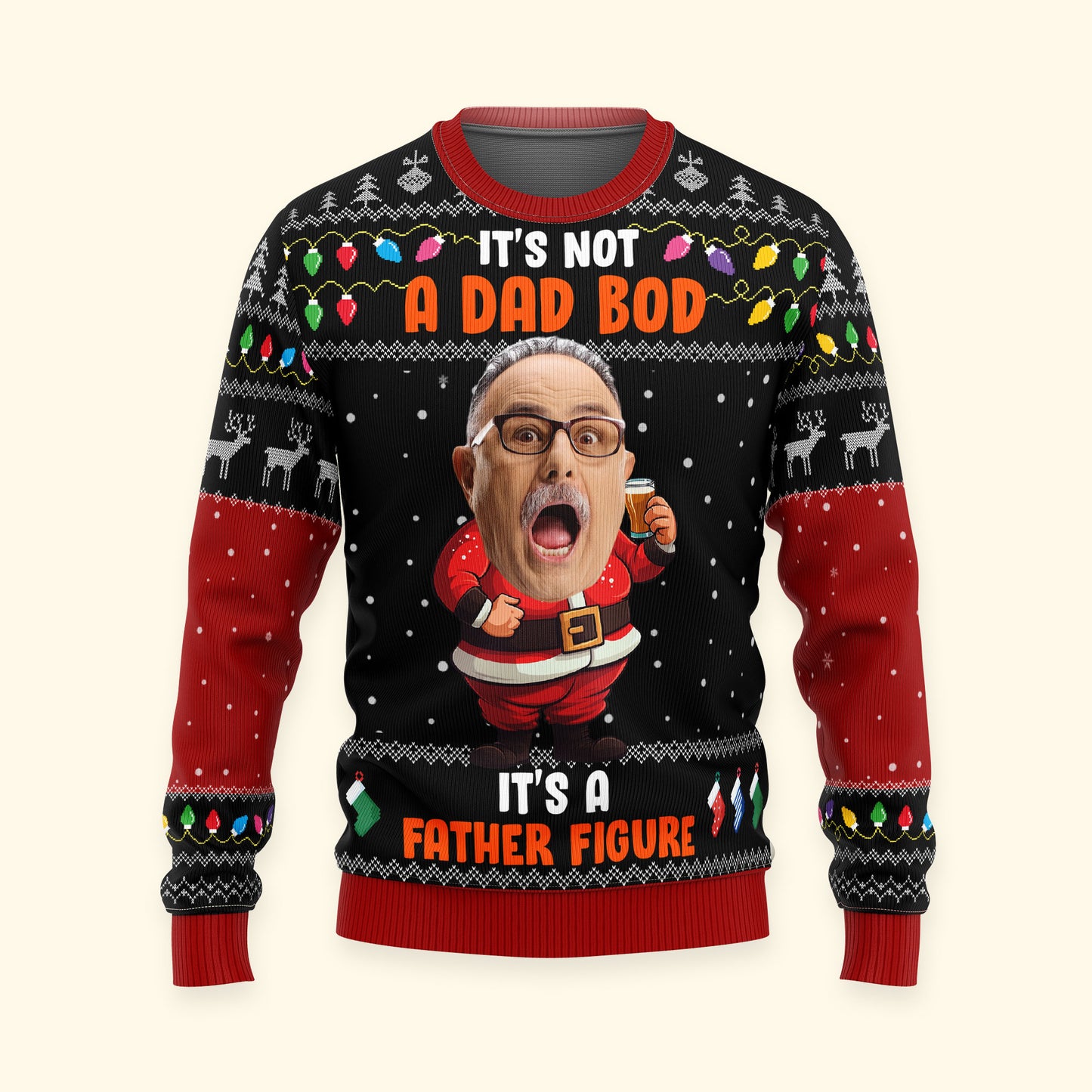 It's Not A Dad Bob It's A Father Figure Santa Face - Personalized Photo Ugly Sweater