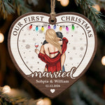 Our First Christmas Married Couple - Personalized Wooden Ornament
