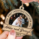 First Christmas Together - Personalized Wood And Acrylic Photo Ornament