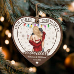 Our First Christmas Married Couple - Personalized Wooden Ornament