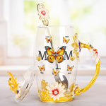 Mom And Children Butterflies - Personalized Enamel Flower Tea Cup