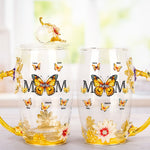 Mom And Children Butterflies - Personalized Enamel Flower Tea Cup