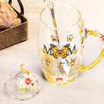 Mom And Children Butterflies - Personalized Enamel Flower Tea Cup