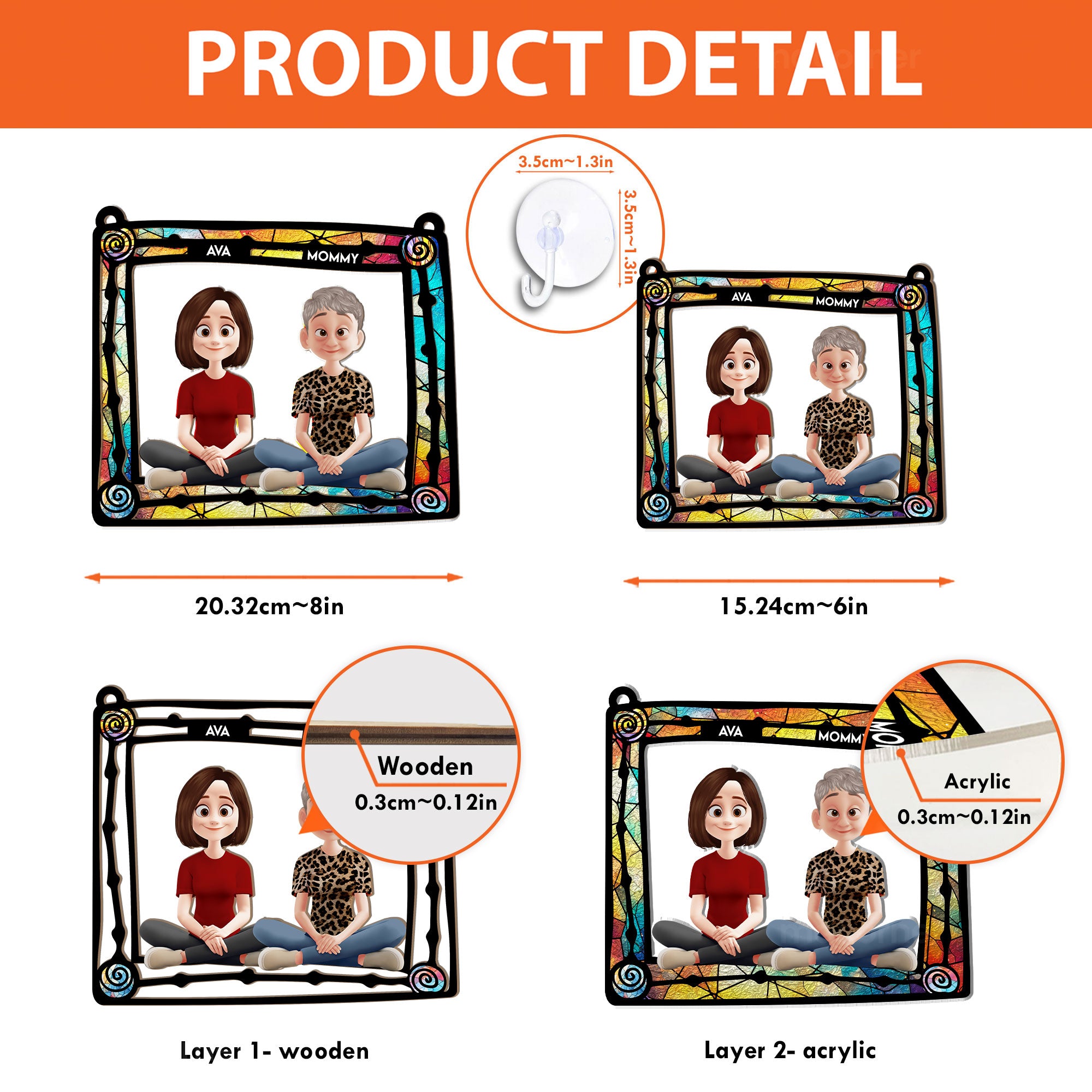 Mom And Her Children - New Version - Personalized Window Hanging Suncatcher Ornament