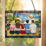 Mom And Her Children - Personalized Stained Glass Suncatcher