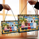 Mom And Her Children - Personalized Stained Glass Suncatcher