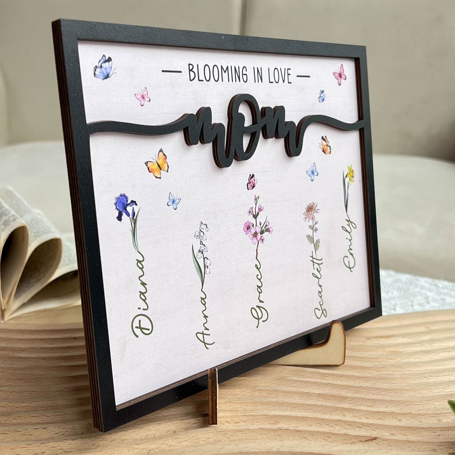 Mom Blooming In Love - Personalized Wooden Plaque