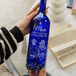Mom Everything I Am Is Because Of You - Personalized Blue Bottle Lamp
