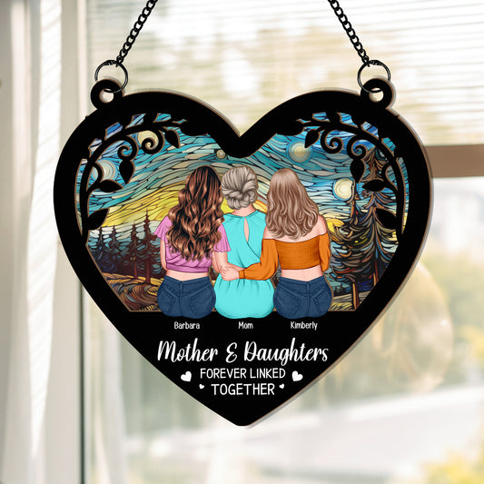 Mom Forever Linked Together - Personalized Window Hanging Suncatcher Ornament