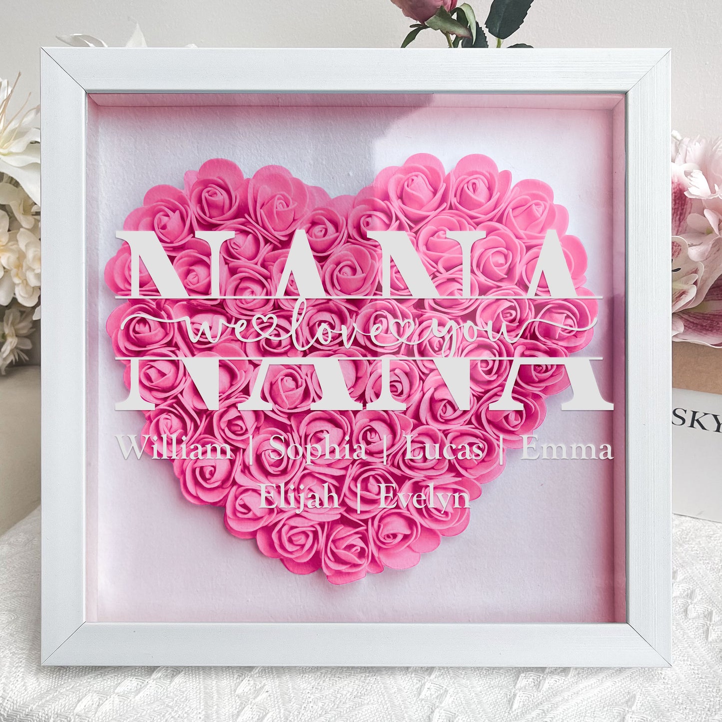 Mom Gift We Love You - Personalized Flower Shadow Box