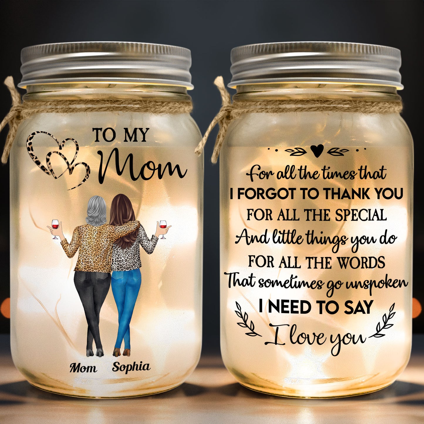 Mom Gifts From Daughter I Love You - Personalized Mason Jar Light