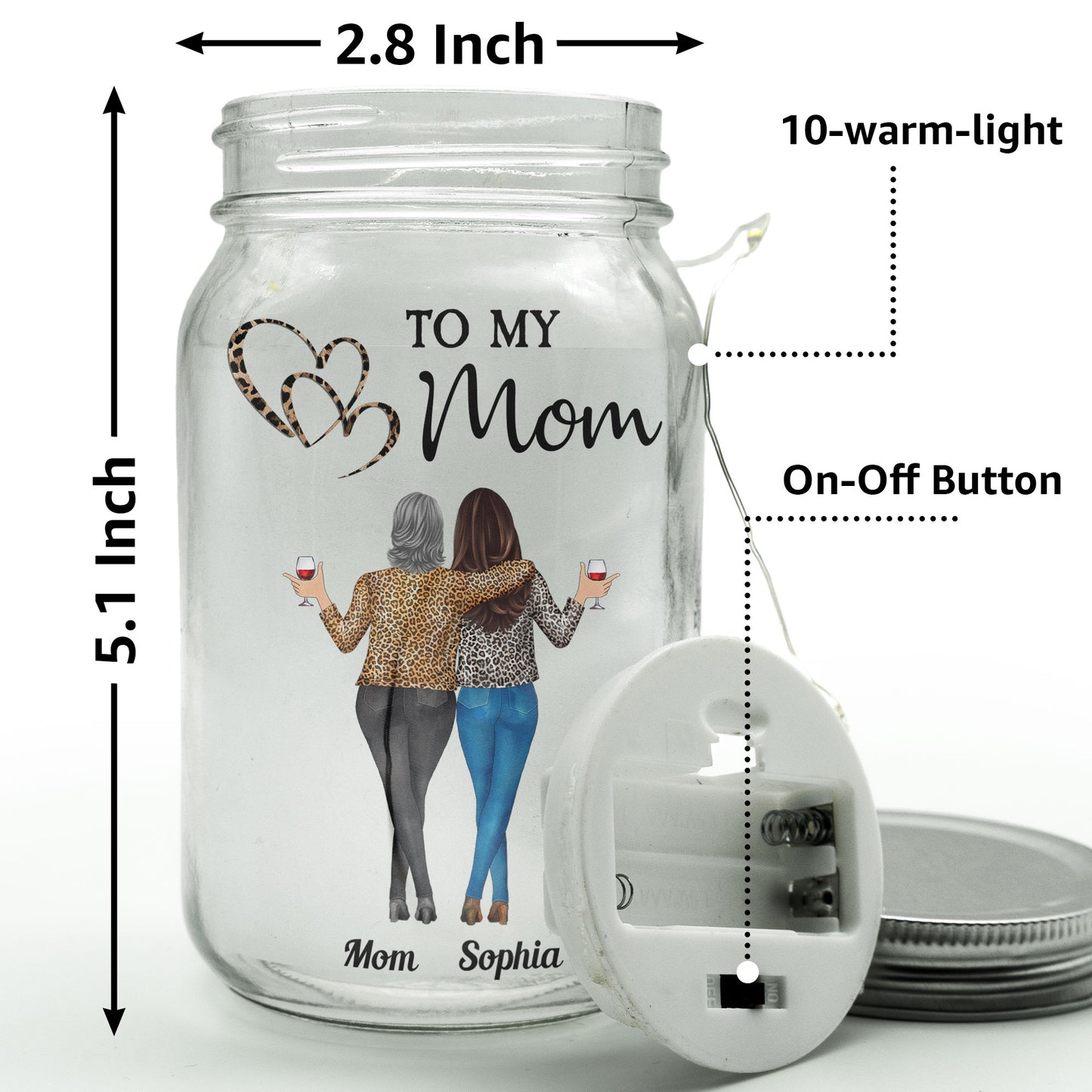 Mom Gifts From Daughter I Love You - Personalized Mason Jar Light