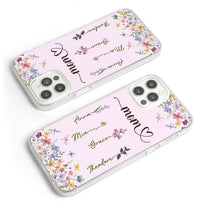 Mom Grandma Custom Birth Flower Kid Name - Personalized Clear Phone Case