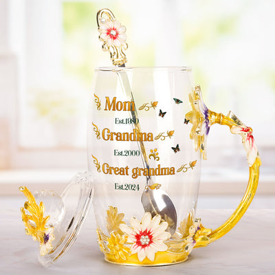 Mom Grandma Great Grandma - Personalized Enamel Flower Tea Cup