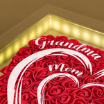 Mom Grandma Hearts Custom Kids' Names - Personalized Flower Shadow Box With LED Light