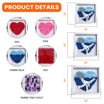 Mom Hands Holding We Love You - Personalized Flower Shadow Box with LED Light