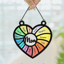 Mom Heart Shaped Custom Name - Personalized Window Hanging Suncatcher Ornament