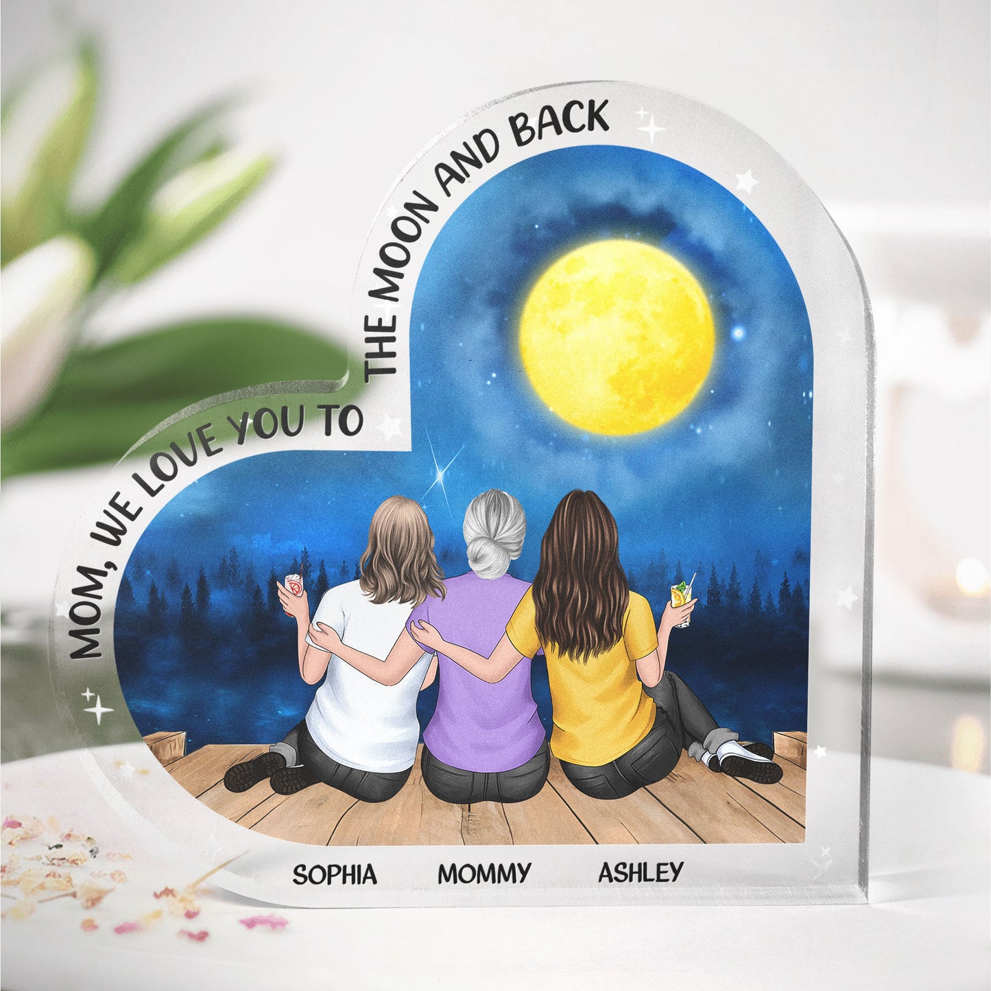 Mom I Love You To The Moon & Back - Personalized Acrylic Plaque