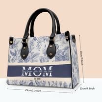 Mom Mama Grandma Gigi Nana Custom Kids Names Floral - Personalized Leather Bag
