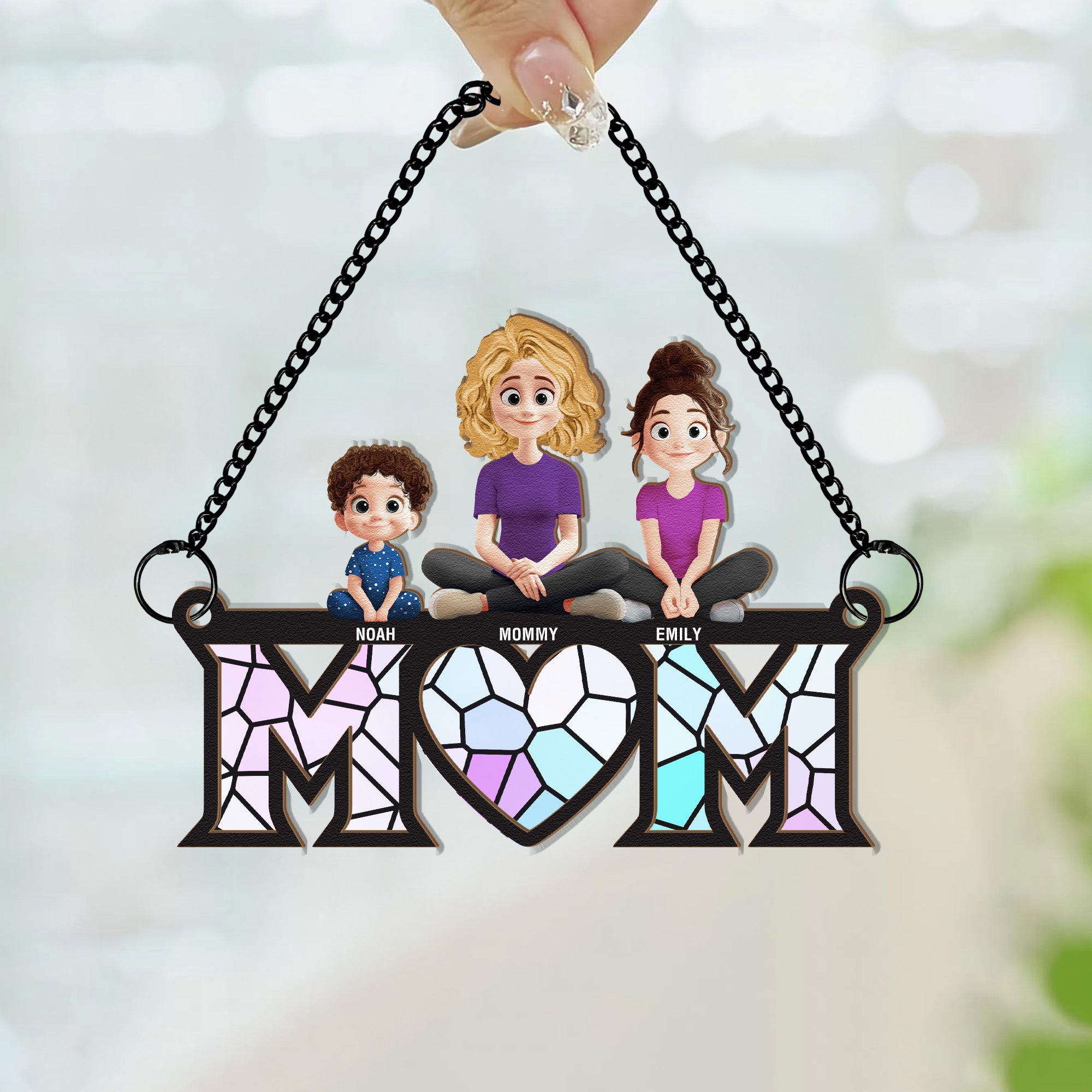 Mom Gift - Personalized Window Hanging Suncatcher Ornament - Christmas Gift For Mom