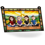 Mom Sitting With Children - Personalized Window Hanging Suncatcher Ornament