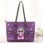 Mom Things Grandma Things - Personalized Leather Tote Bag