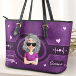 Mom Things Grandma Things - Personalized Leather Tote Bag