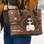 Mom Things Grandma Things - Personalized Leather Tote Bag