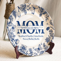 Mom We Love You Floral Style - Personalized Ceramic Plate