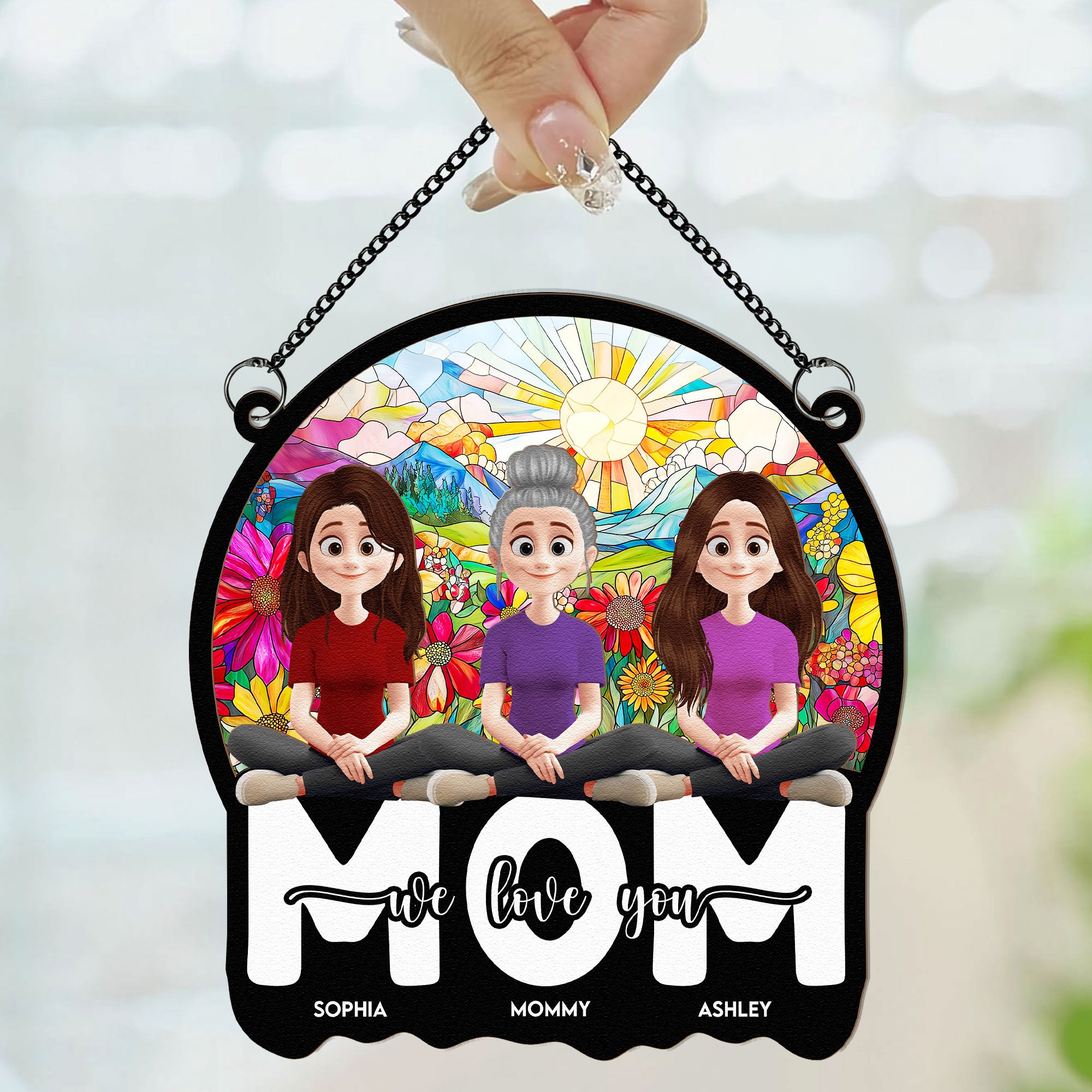 Mom We Love You - Personalized Window Hanging Suncatcher Ornament