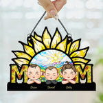 Mom We Love You - Sunflower Version - Personalized Window Hanging Suncatcher Ornament