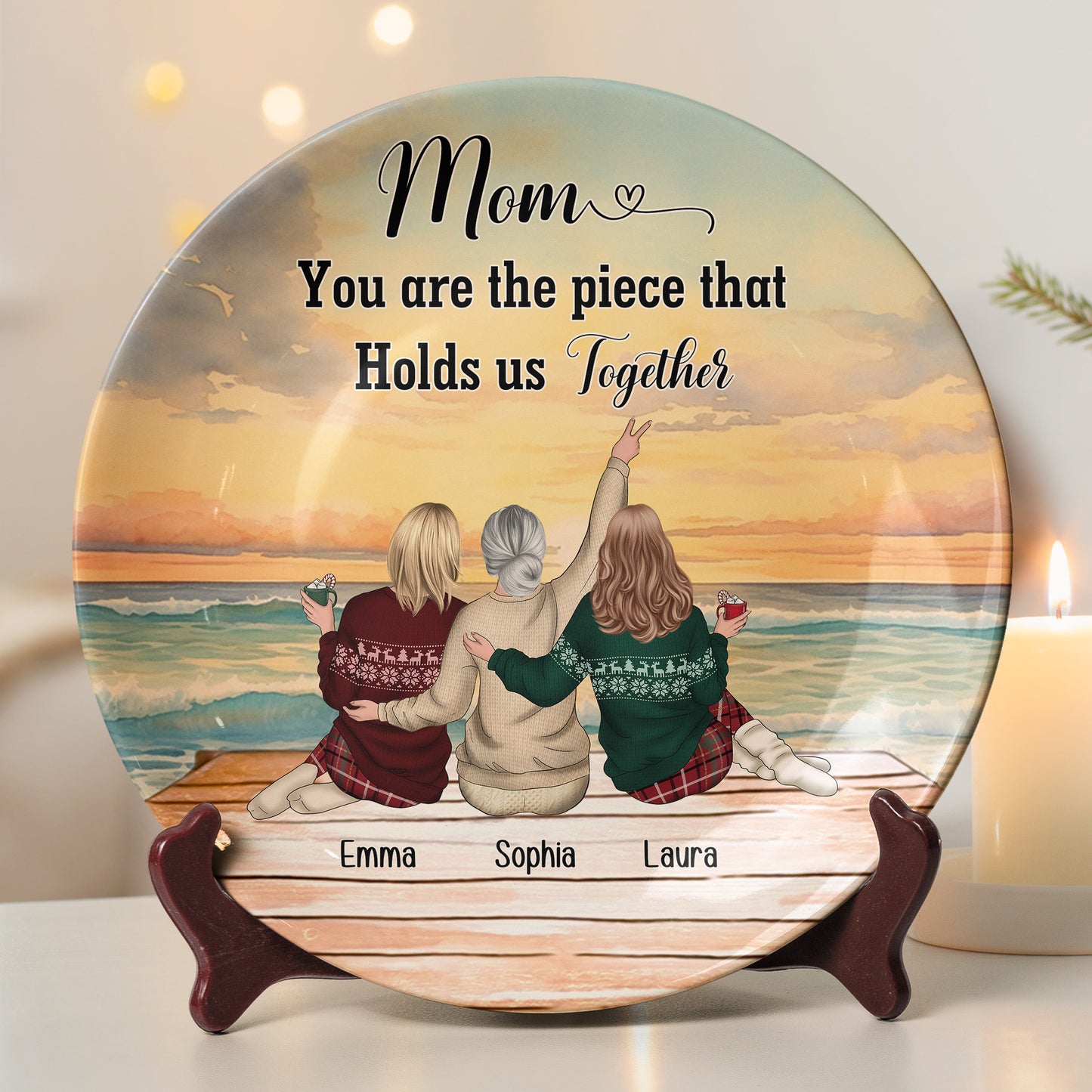 Mom You Are The Piece That Holds Us Together Gift For Mom - Personalized Ceramic Plate