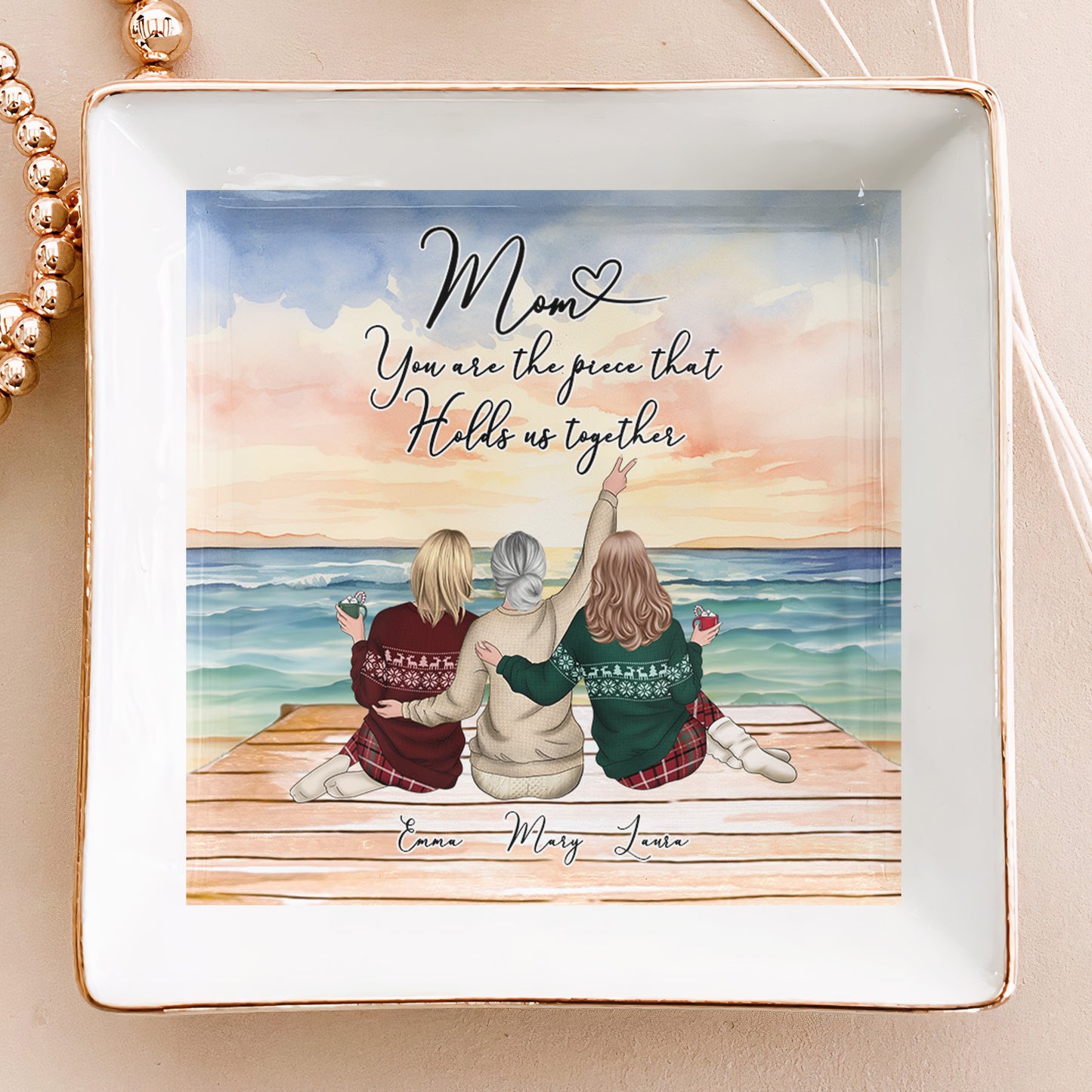 Mom You Are The Piece That Holds Us Together Gift For Mom - Personalized Jewelry Dish