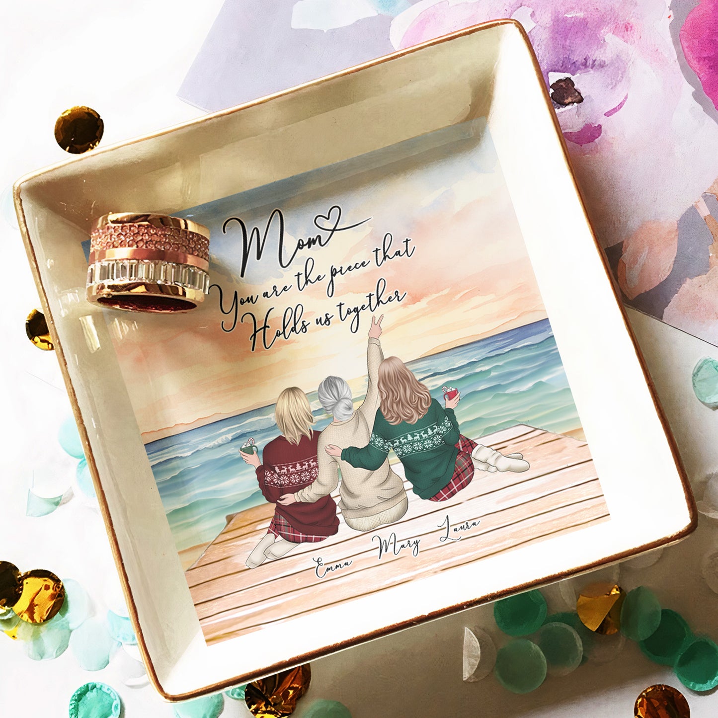 Mom You Are The Piece That Holds Us Together Gift For Mom - Personalized Jewelry Dish