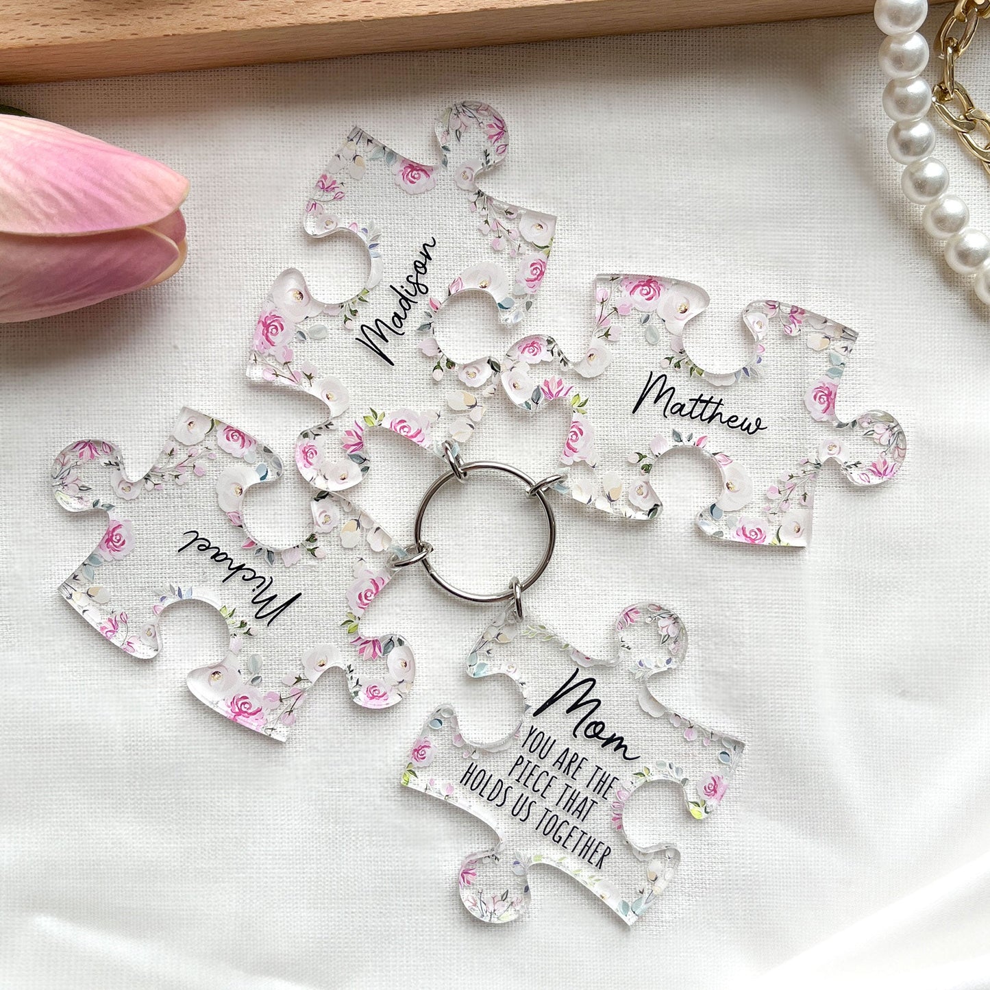 Mom You Are The Piece That Holds Us Together - Personalized Acrylic Keychain