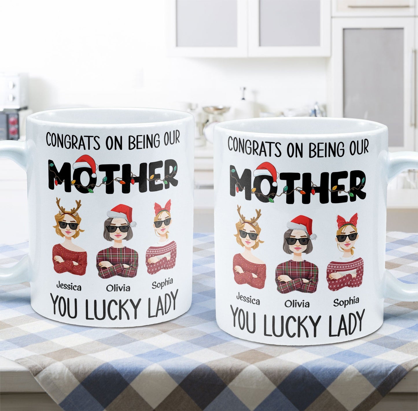 Mom, You Lucky Lady - Personalized Mug