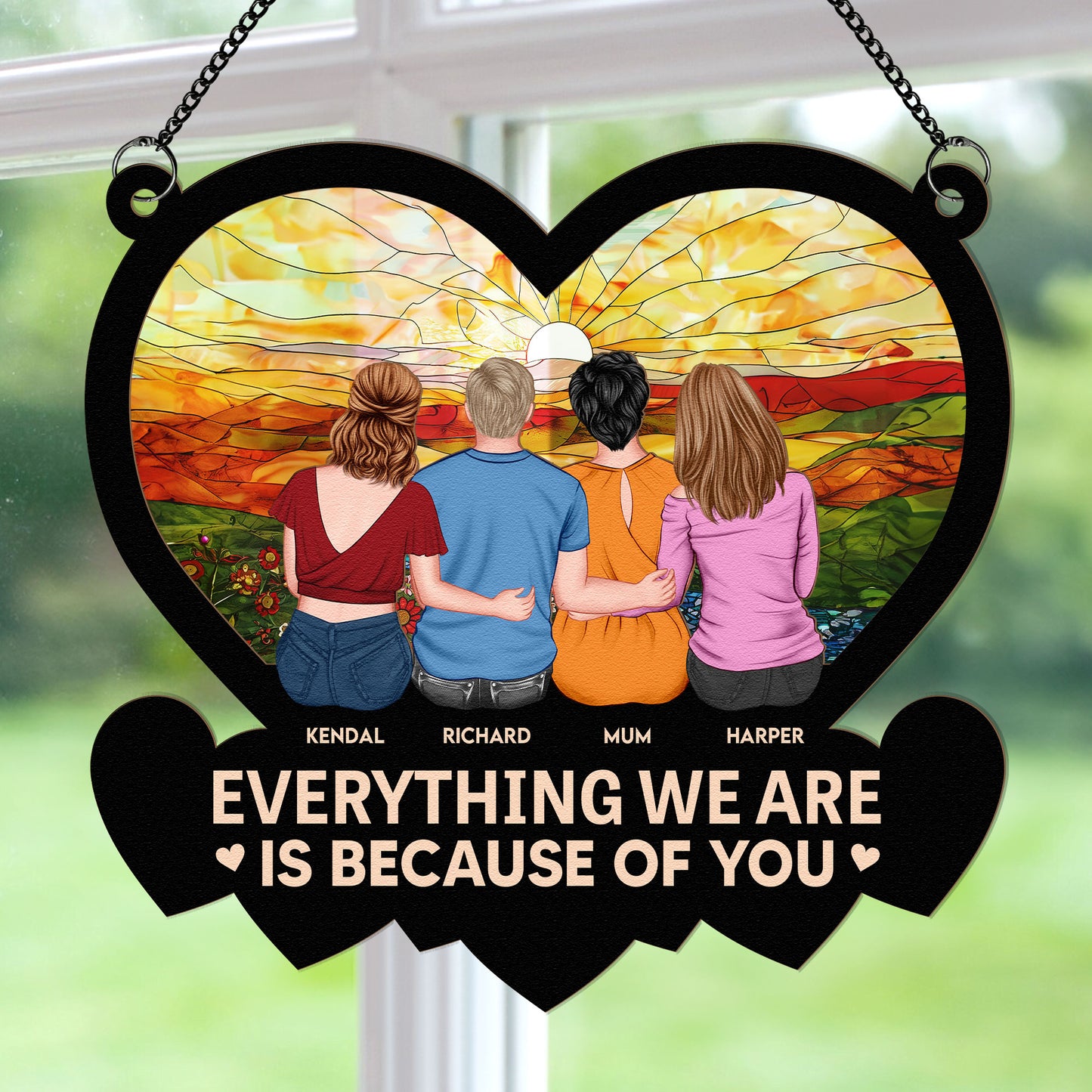 Mom & Daughter Linked Together - Personalized Window Hanging Suncatcher Ornament