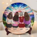 Mom & Daughters Sitting Together - Personalized Ceramic Plate