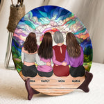 Mom & Daughters Sitting Together - Personalized Ceramic Plate