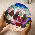 Mom & Daughters Sitting Together - Personalized Ceramic Plate
