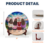 Mom & Daughters Sitting Together - Personalized Ceramic Plate