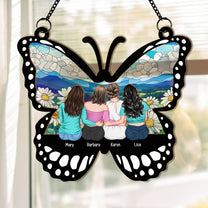 Mom & Daughters, Sons - Besties, Sister - Butterfly - Personalized Window Hanging Suncatcher Ornament