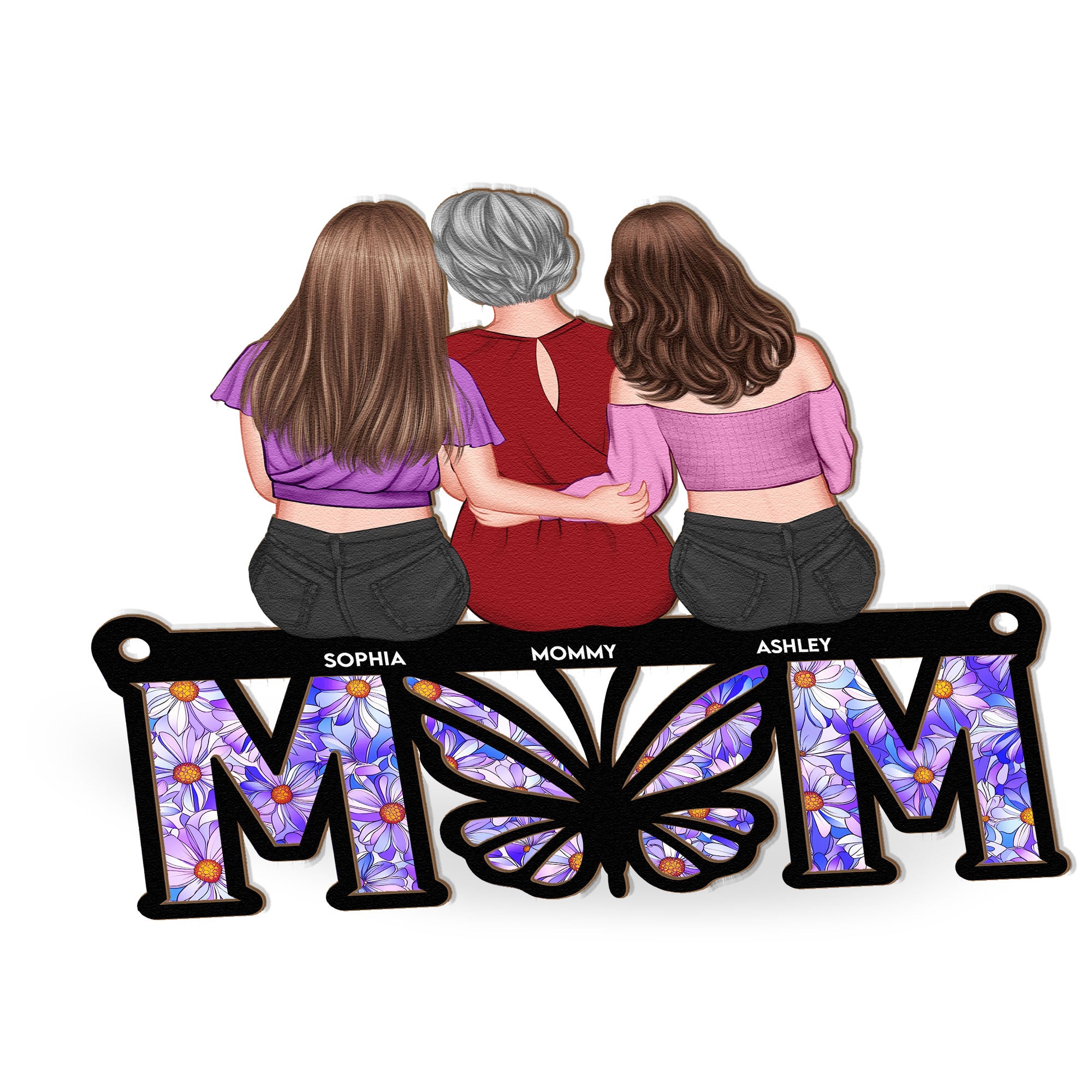Mom & Her Children - Personalized Window Hanging Suncatcher Ornament
