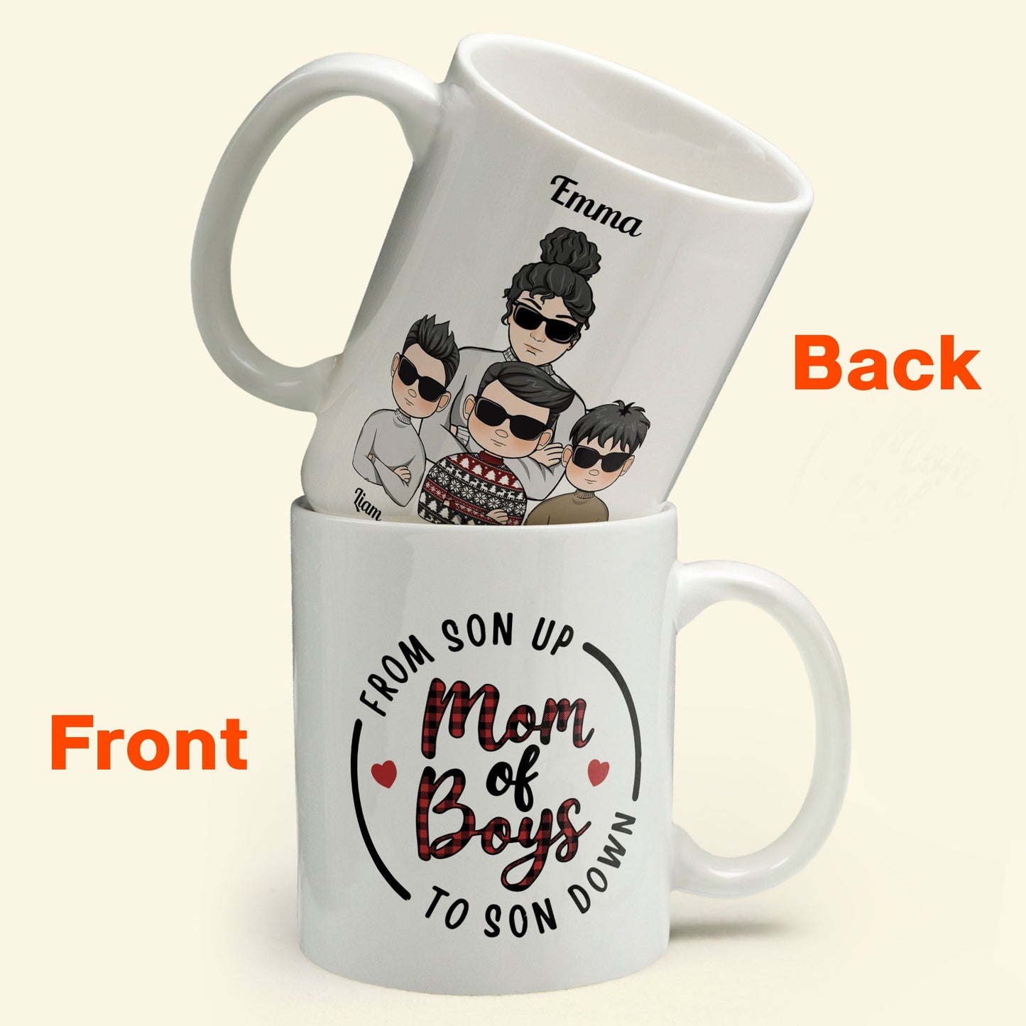 Mom Of Boys From Son Up Till Son Down - Personalized Mug