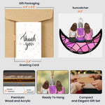 Mom, Children Sitting On The Moon - Personalized Suncatcher With Card